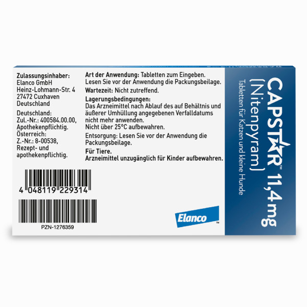 CAPSTAR 11,4 mg Tabletten f.Katzen/kleine Hunde