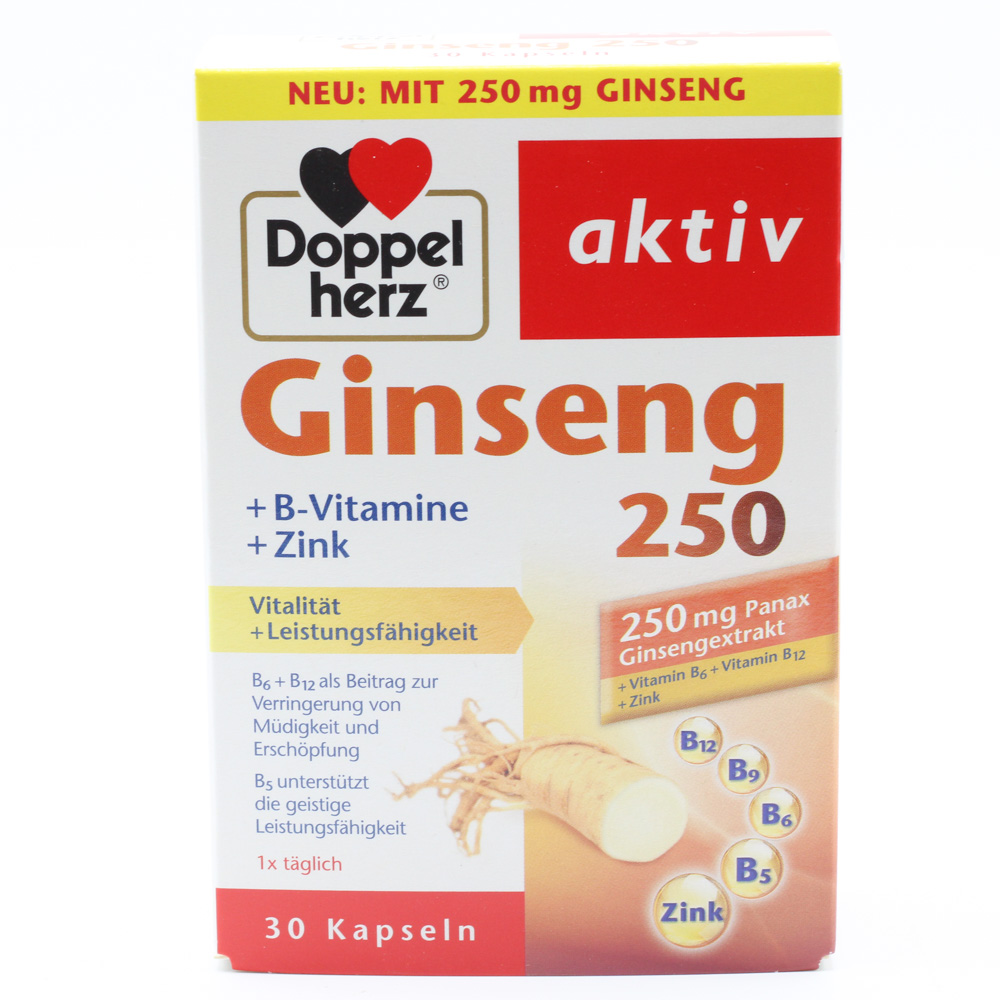 DOPPELHERZ Ginseng 250+B-Vitamine+Zink Kapseln