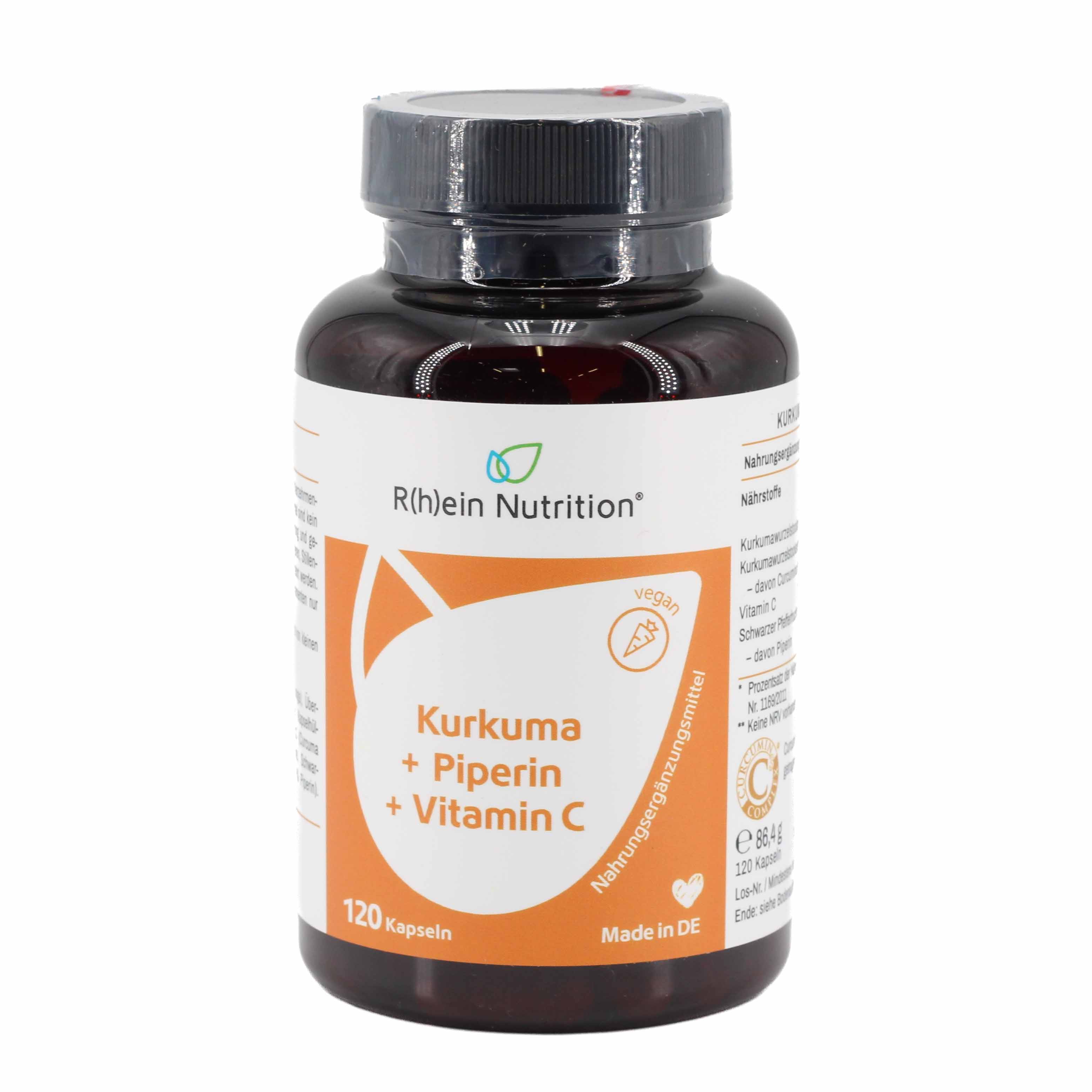 KURKUMA 95% Curcumin+Piperin+Vitamin C vegan Kaps.