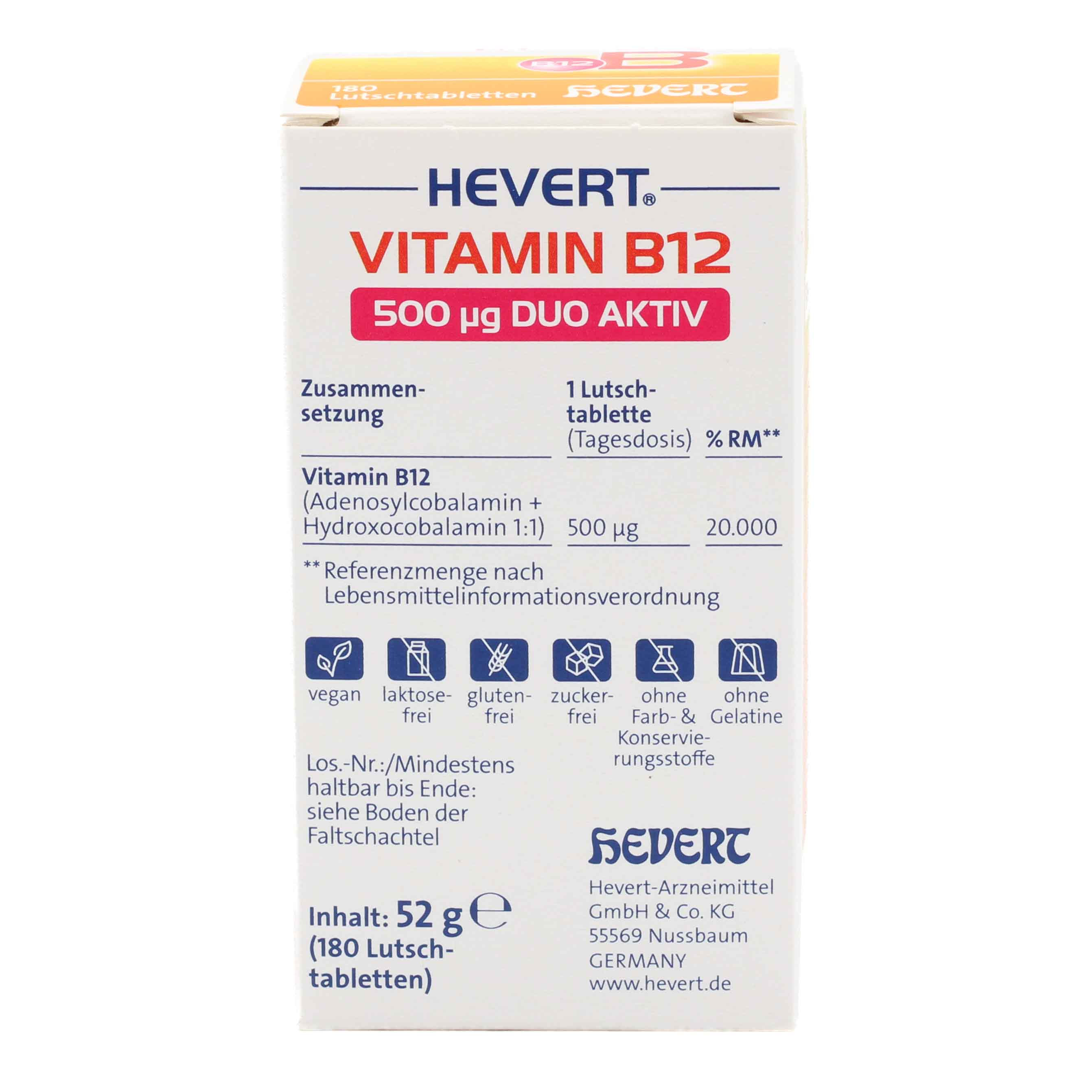 VITAMIN B12 HEVERT 500 μg Duo Aktiv Lutschtabl.