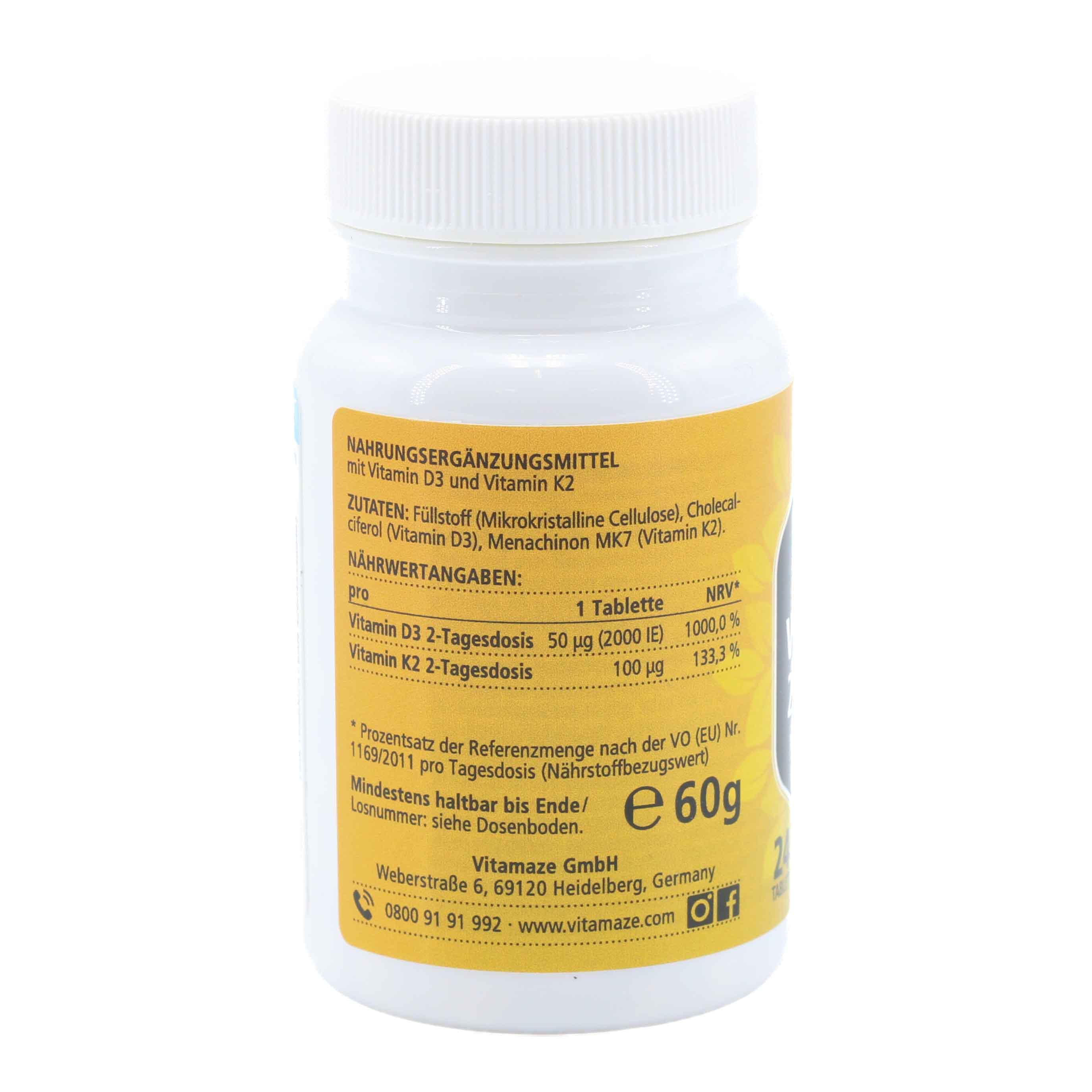 VITAMIN D3 K2 2000 I.E./100 μg hochdosiert Tabl.
