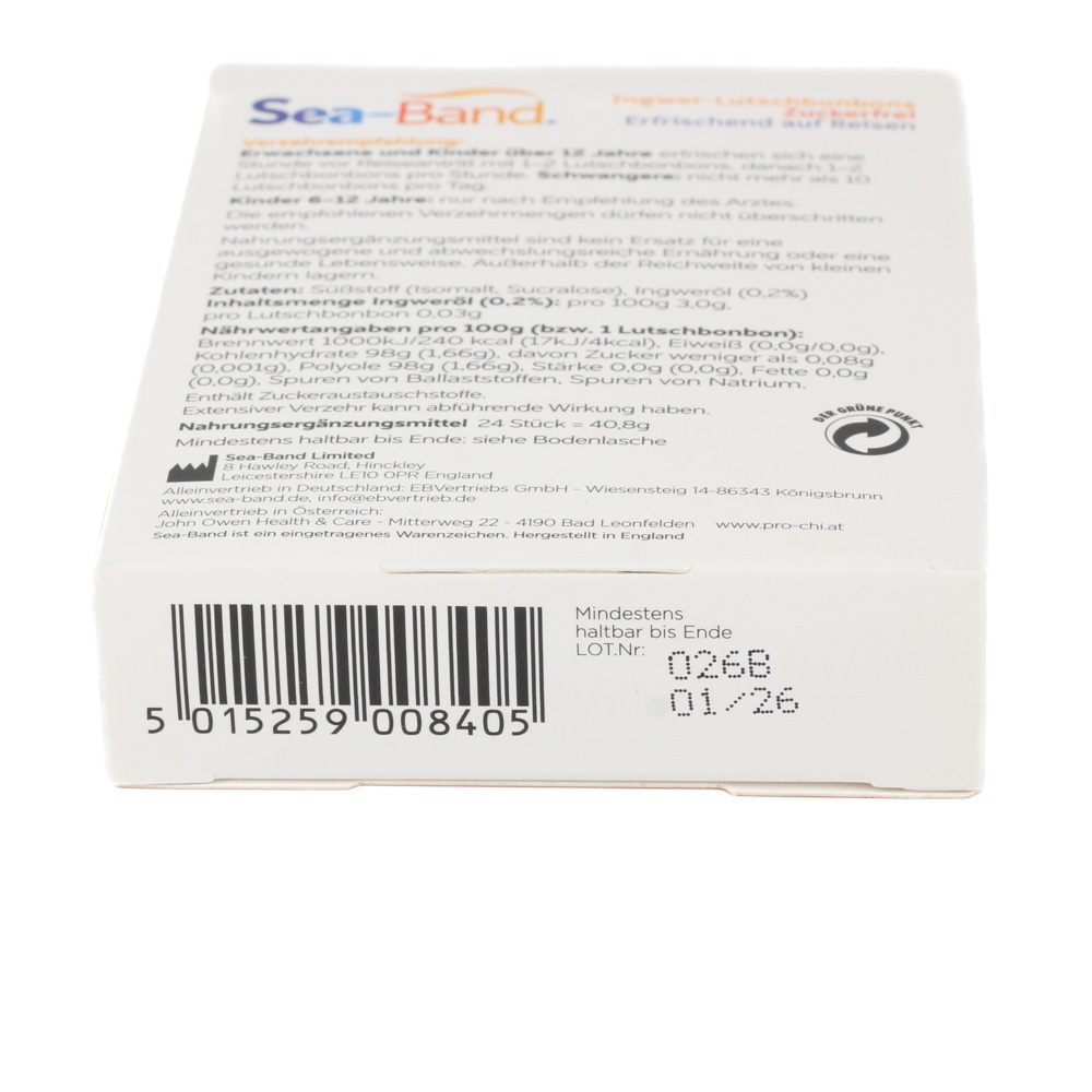 SEA-BAND Ingwer-Lutschbonbons zuckerfrei