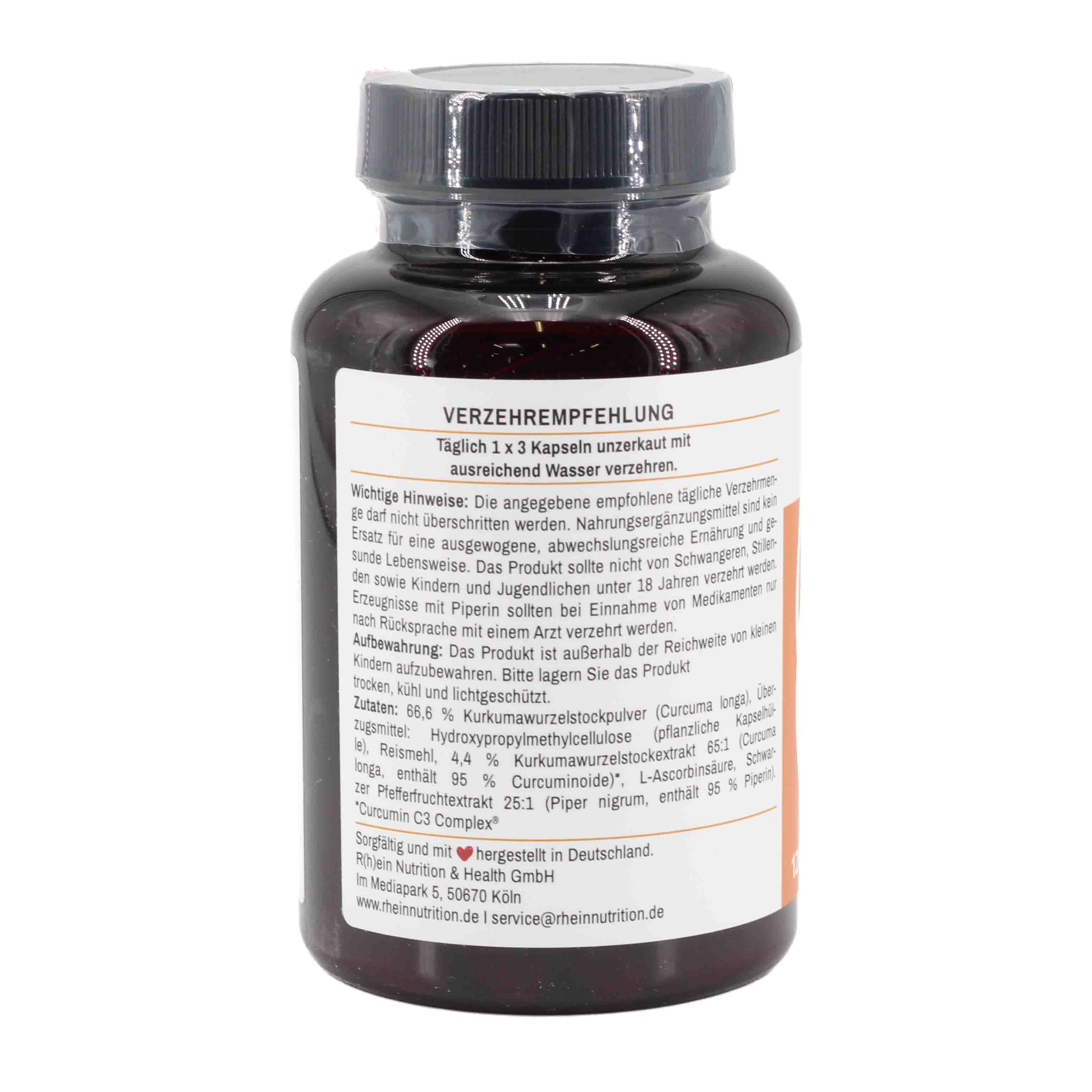 KURKUMA 95% Curcumin+Piperin+Vitamin C vegan Kaps.