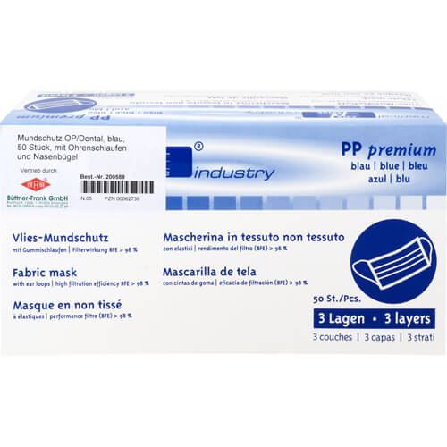 MUNDSCHUTZ OP m.Gummiband Nasenbügel blau