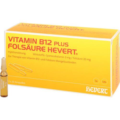 VITAMIN B12 PLUS Folsäure Hevert a 2 ml Ampullen
