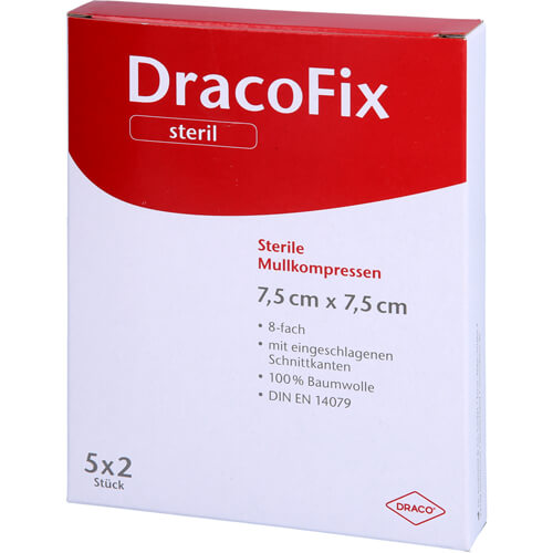 DRACOFIX PEEL Kompressen 7,5x7,5 cm steril 8fach