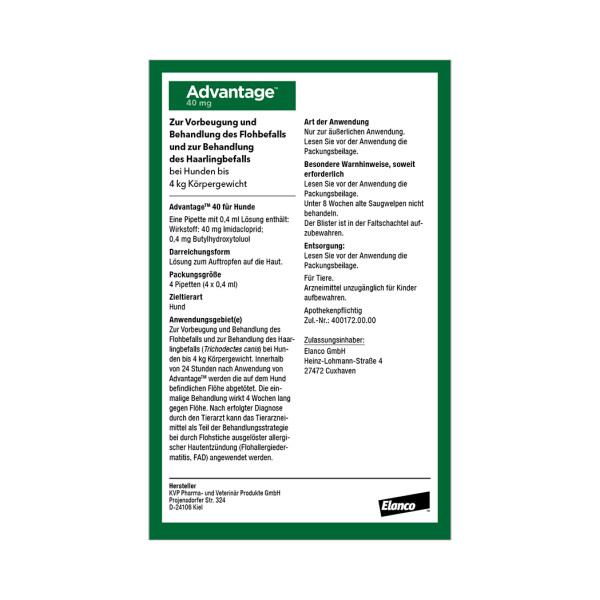 ADVANTAGE 40 Lösung f.Hunde bis 4 kg