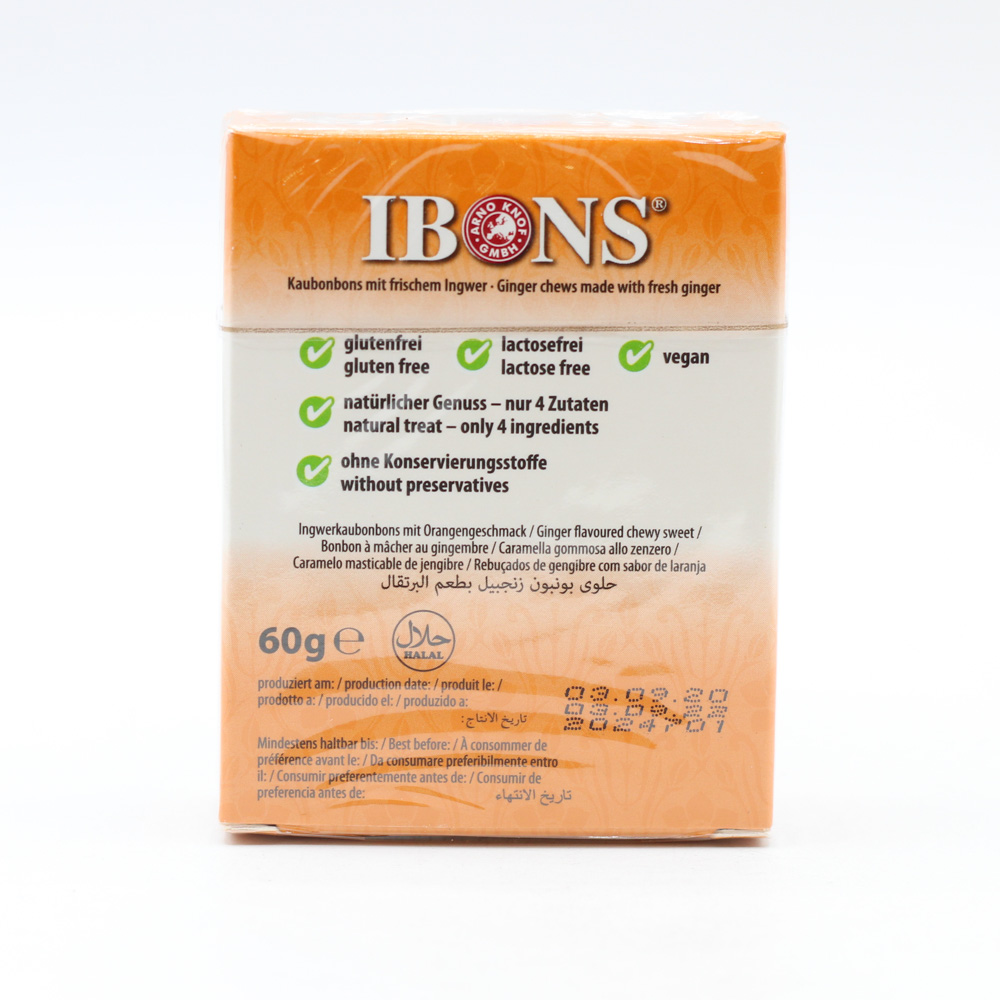 IBONS Ingwer Orange Box Kaubonbons