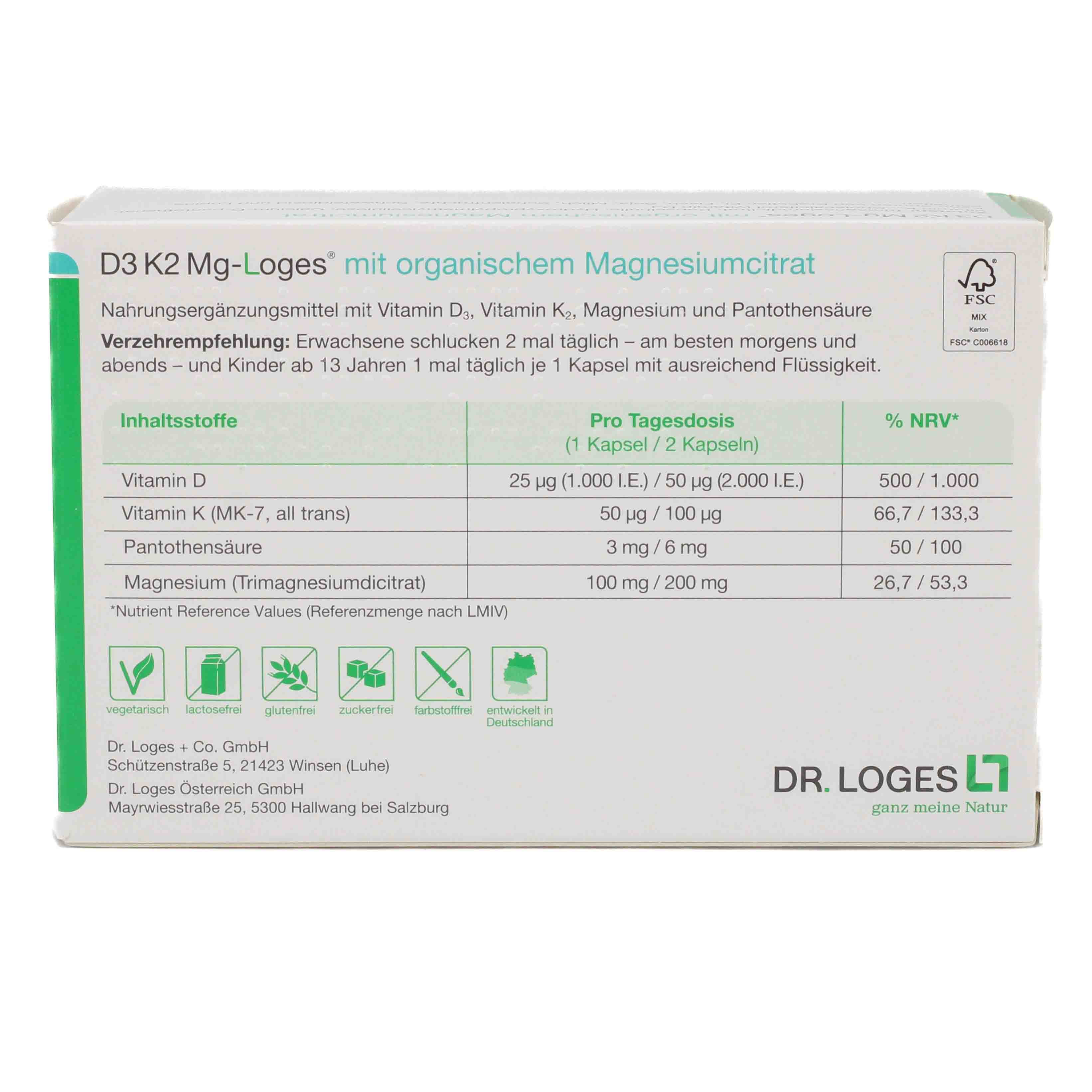 D3 K2 Mg-Loges Kapseln
