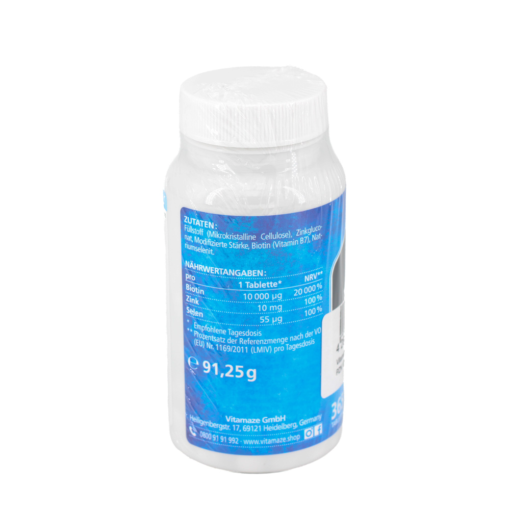 BIOTIN 10 mg hochdosiert+Zink+Selen Tabletten
