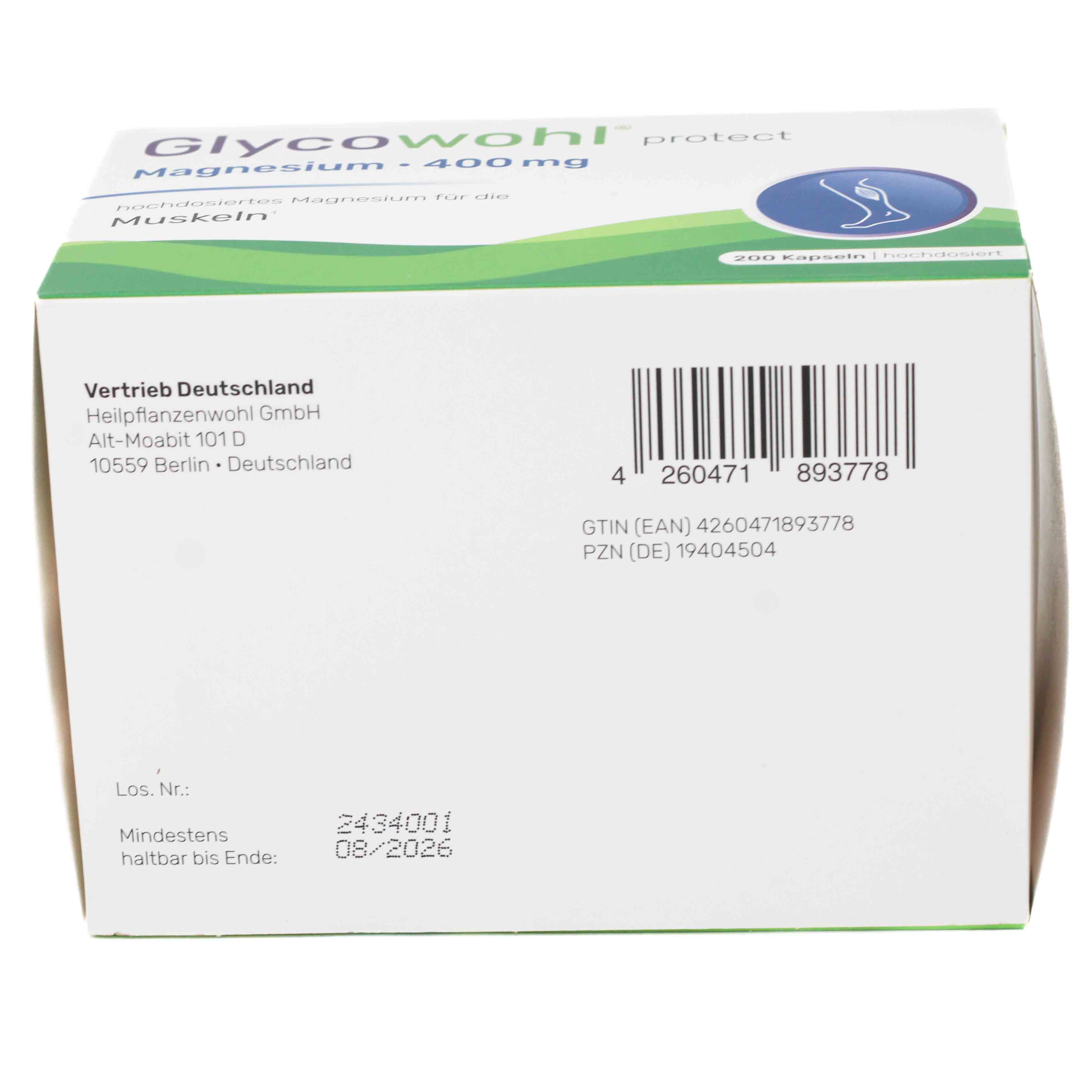 GLYCOWOHL Magnesium 400 mg hochdosiert vegan Kaps.