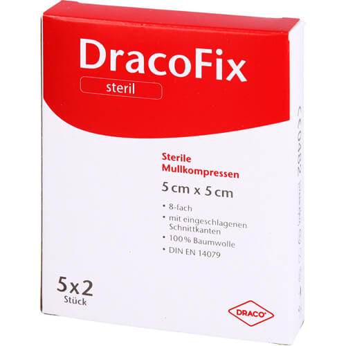 DRACOFIX PEEL Kompressen 5x5 cm steril 8fach