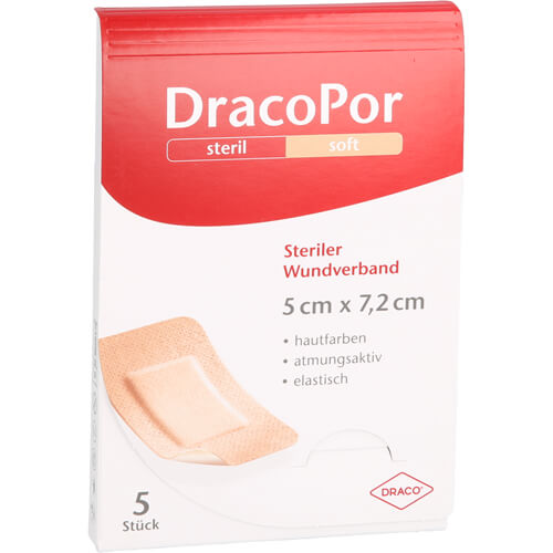 DRACOPOR Wundverband 5x7,2 cm steril hautfarben