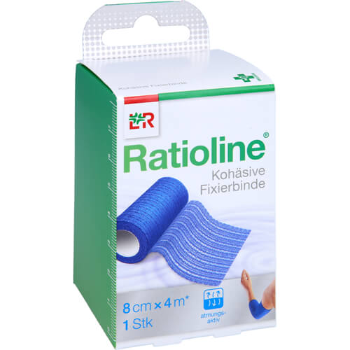 RATIOLINE acute Fixierbinde kohäsiv 8 cmx4 m blau